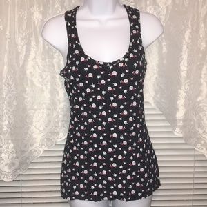 Belle du Jour Rose&Skull Racerback Tank Top
